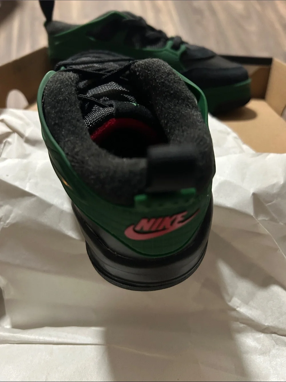 Jordan Black and Green Kids Lace-Up Sneakers